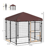 PawHut 4.6' x 5' Dog Kennel Outdoor with Waterproof Cover, Dog Playpen for Small and Medium-Sized Dogs