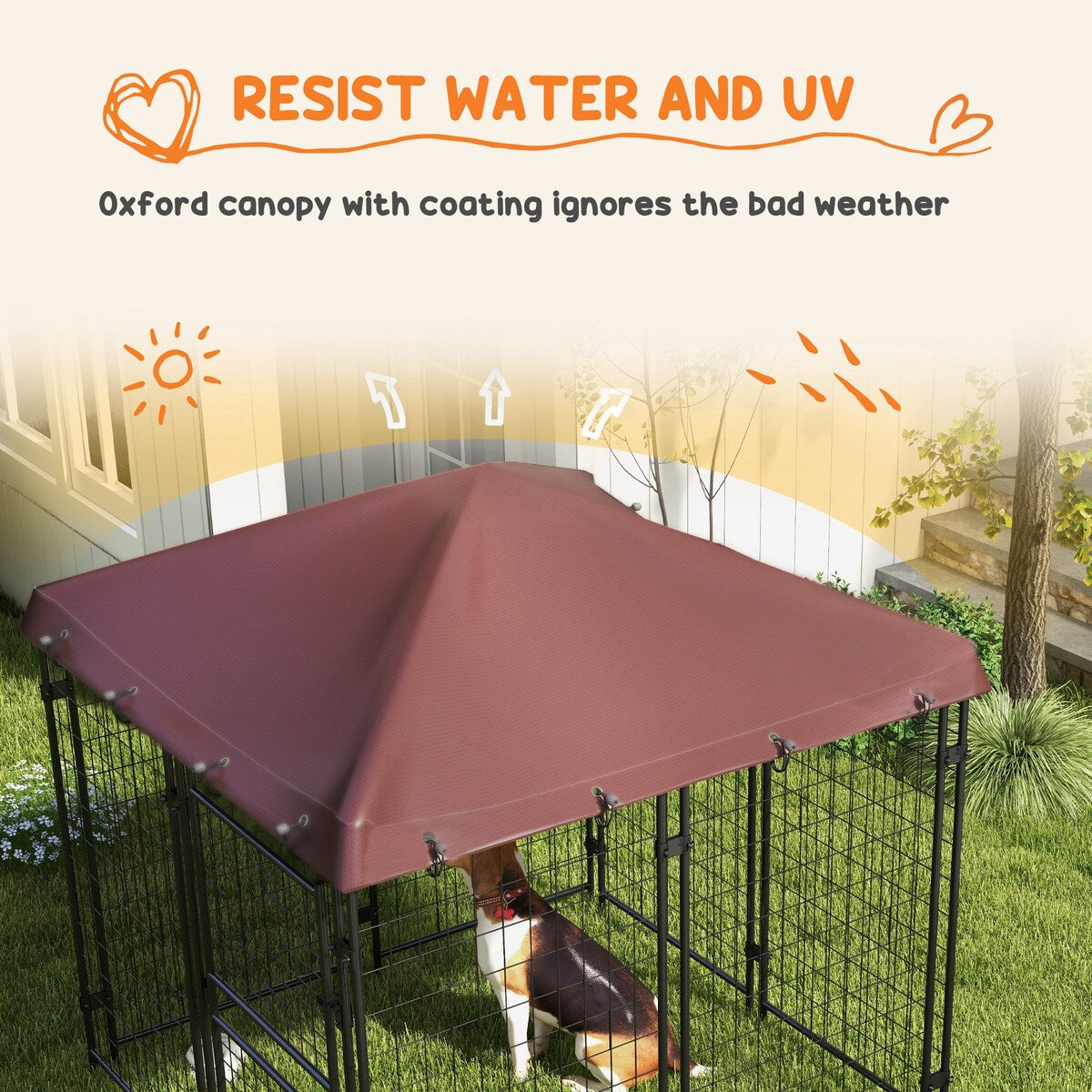 PawHut 4.6' x 5' Dog Kennel Outdoor with Waterproof Cover, Dog Playpen for Small and Medium-Sized Dogs