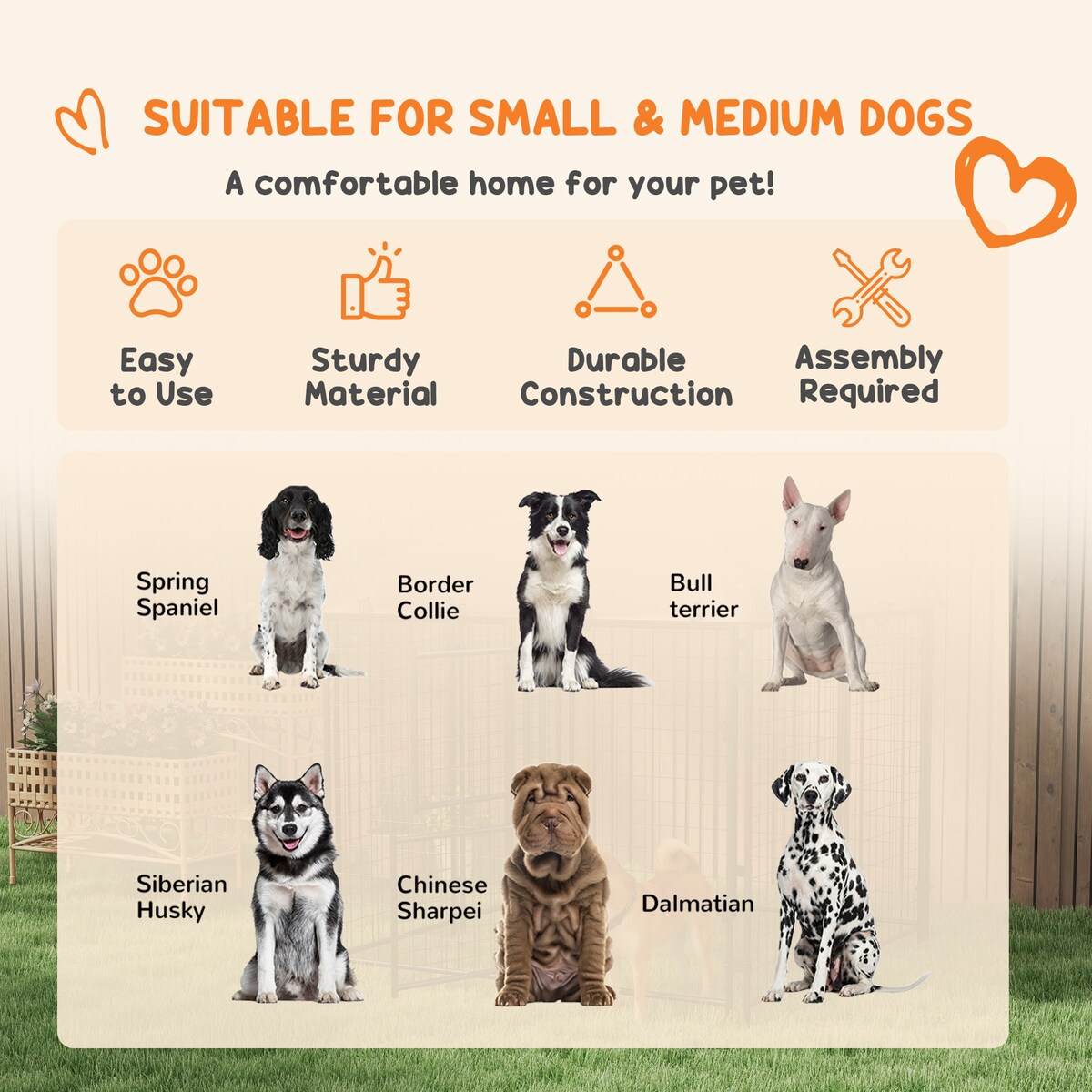 PawHut 4.6' x 5' Dog Kennel Outdoor with Waterproof Cover, Dog Playpen for Small and Medium-Sized Dogs