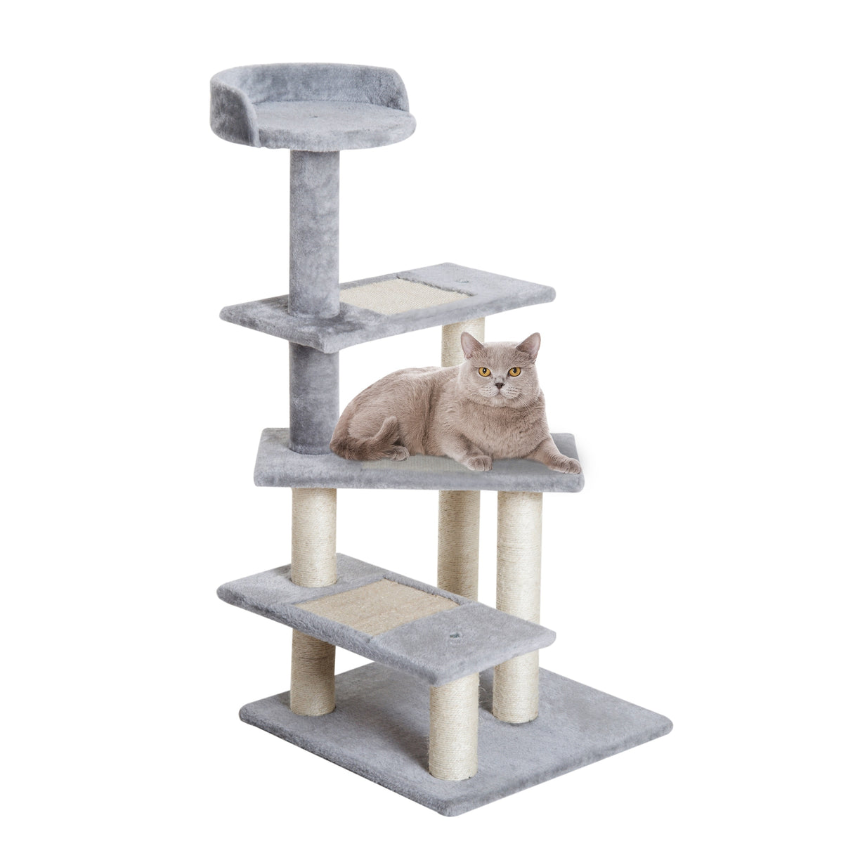 PawHut 40" 5-Level Revolving Stair Cat Tree Scratcher Climbing Activity Tower with Play Center and Resting Perch, Grey