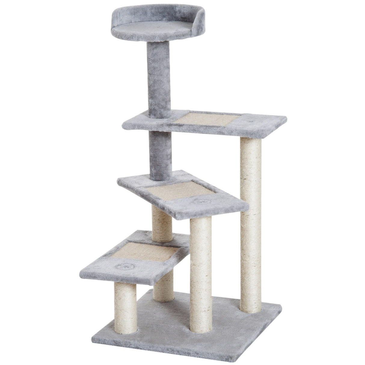 PawHut 40" 5-Level Revolving Stair Cat Tree Scratcher Climbing Activity Tower with Play Center and Resting Perch, Grey