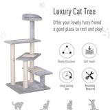 PawHut 40" 5-Level Revolving Stair Cat Tree Scratcher Climbing Activity Tower with Play Center and Resting Perch, Grey