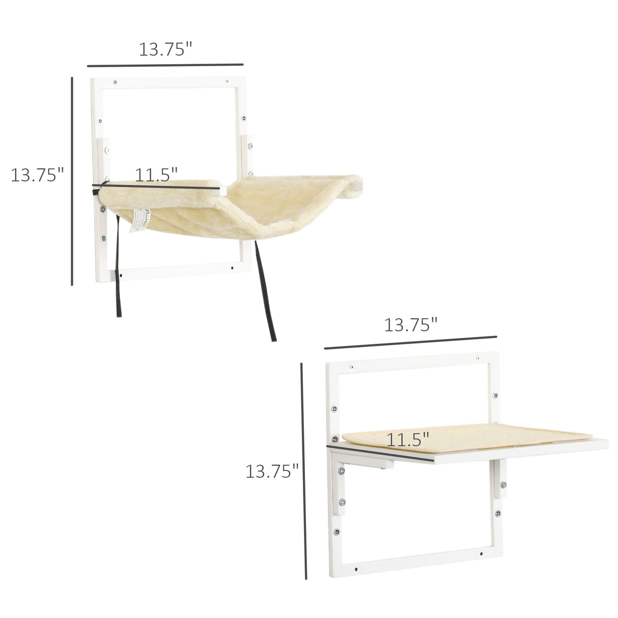 PawHut 6-pc Modern Cat Wall Shelves for Indoor Cats, Height Adjustable Jumping Platforms & Cat Hammock