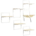 PawHut 6-pc Modern Cat Wall Shelves for Indoor Cats, Height Adjustable Jumping Platforms & Cat Hammock