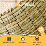 PawHut Cat Braided Banana Leaf House Enclosure, Designed for Indoors and Includes Super Soft Cotton Bed, 23.5" H, Grey