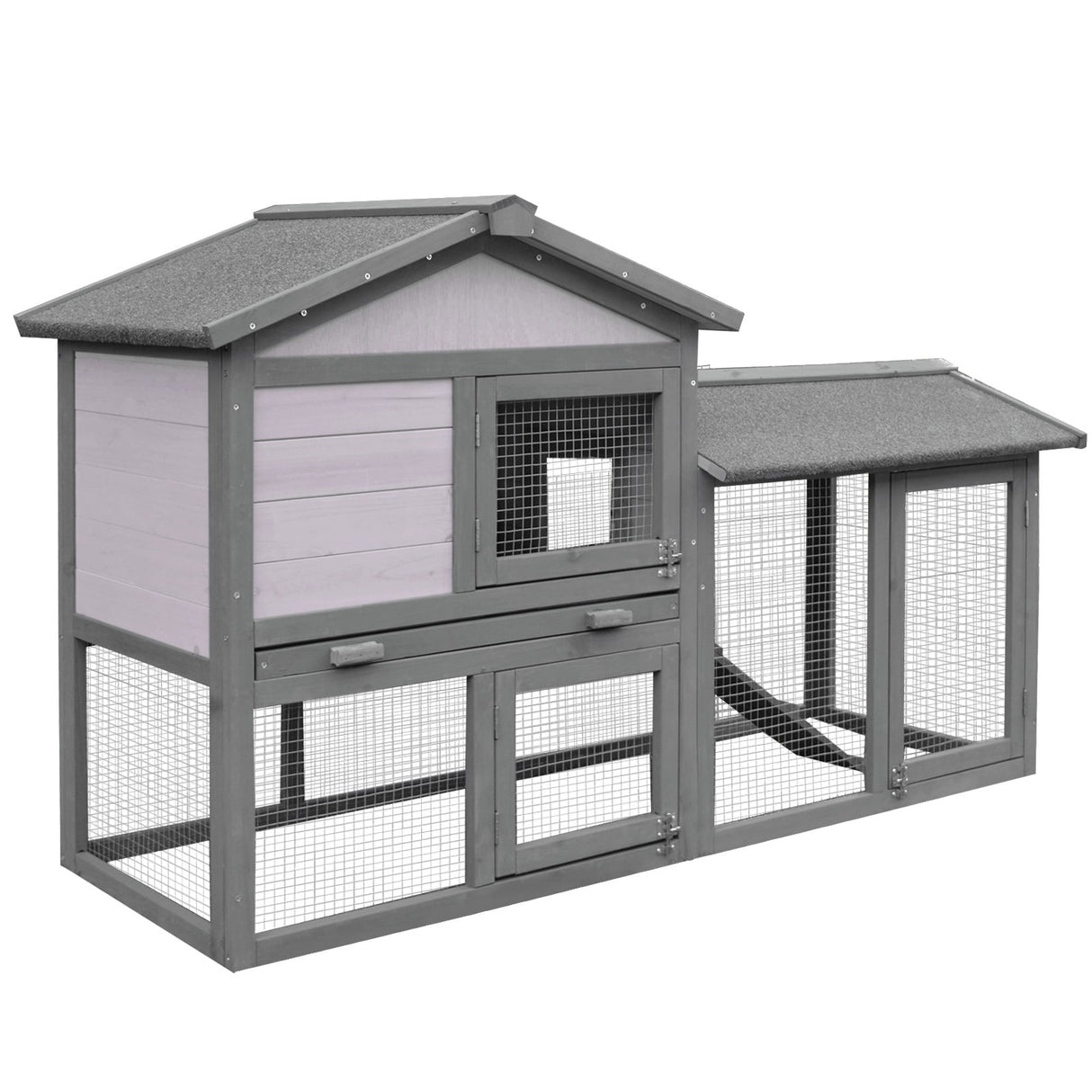 PawHut Rabbit Hutch, Wooden Bunny Hutch, Guinea Pig Cage