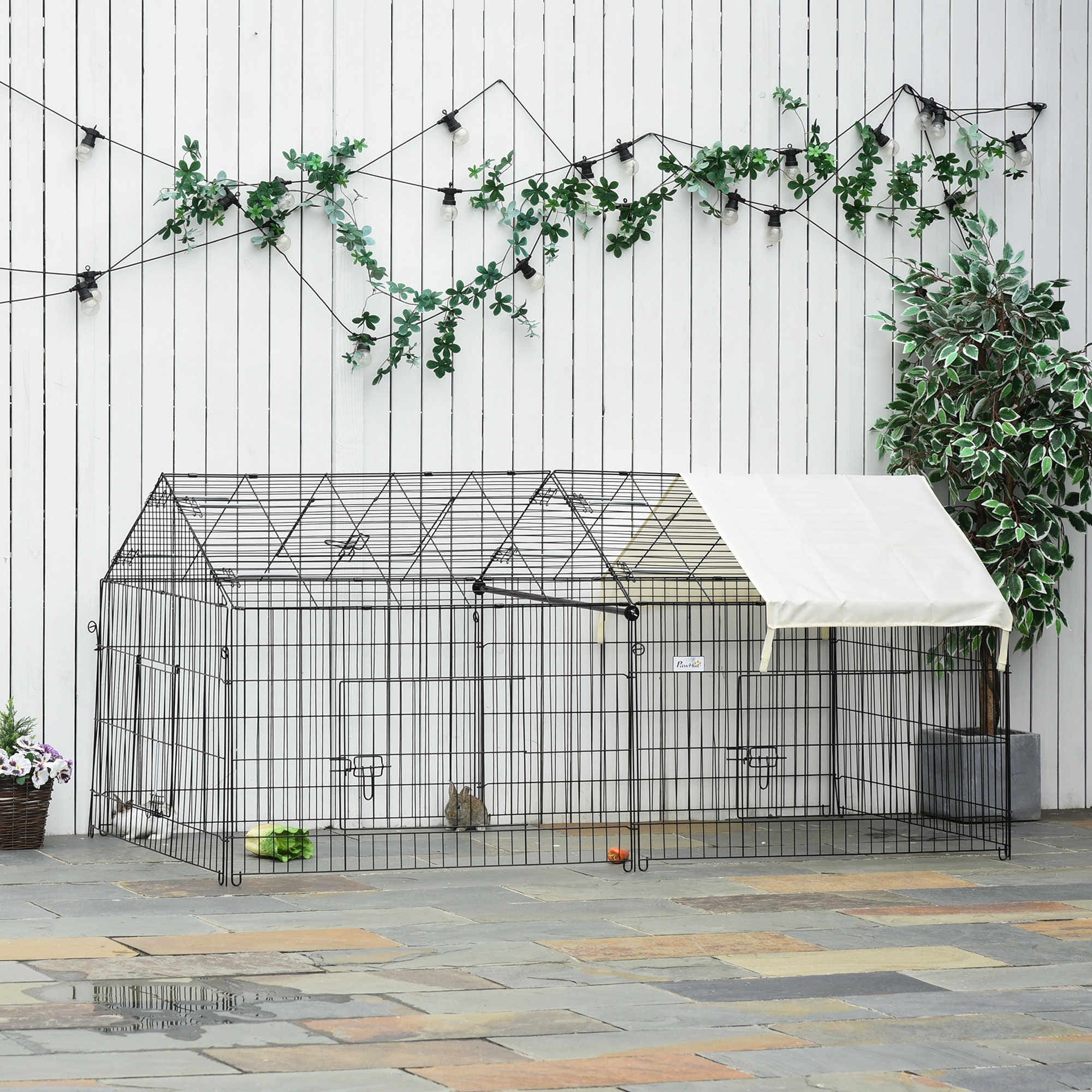 PawHut Outdoor Metal Pet Enclosure Small Animal Playpen Run for Rabbit Overstock