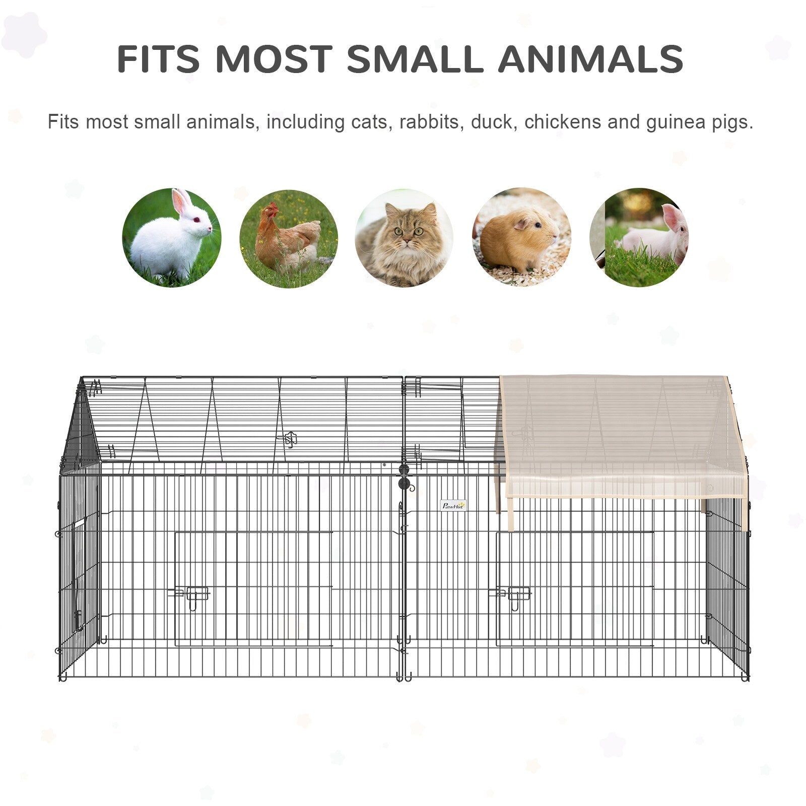 PawHut Outdoor Metal Pet Enclosure Small Animal Playpen Run for Rabbit Overstock