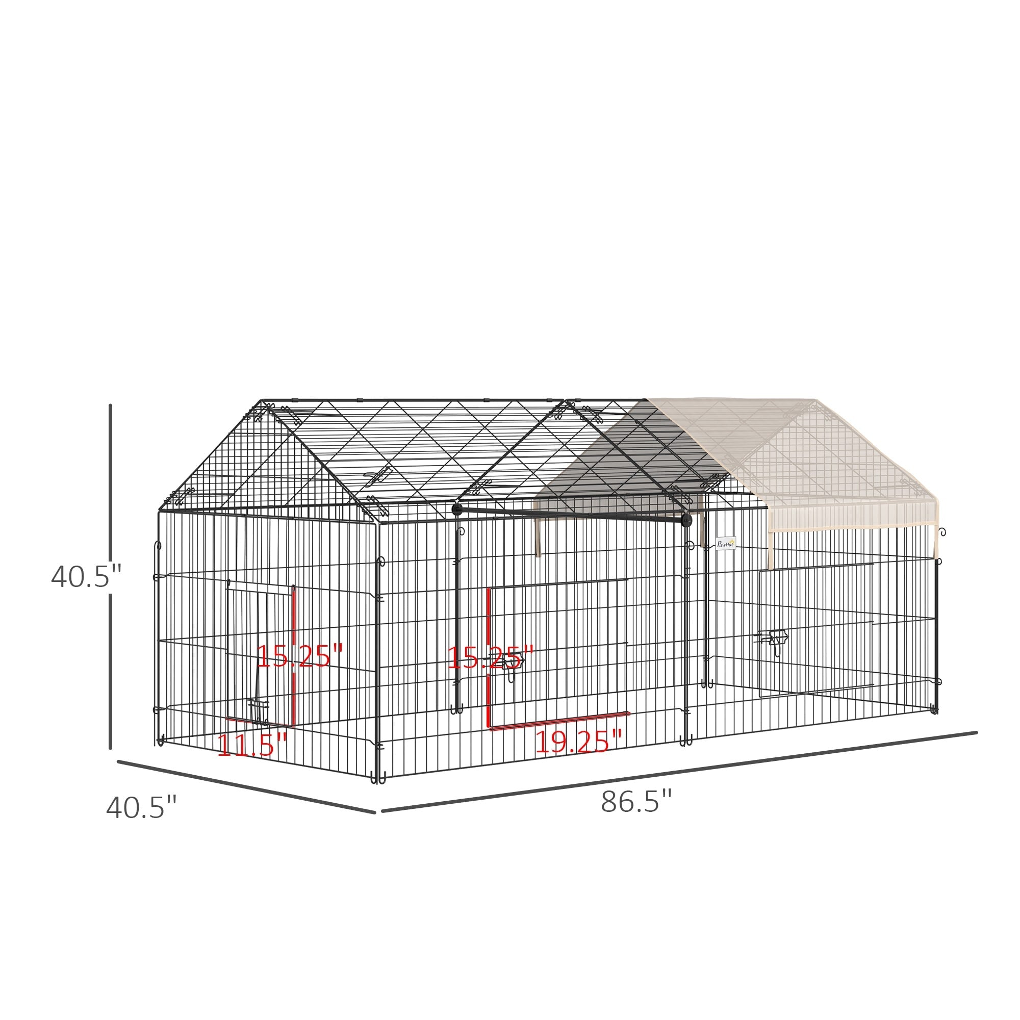 PawHut Outdoor Metal Pet Enclosure Small Animal Playpen Run for Rabbit Overstock