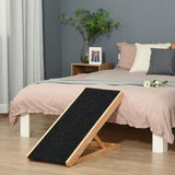 PawHut Pet Ramp Bed Steps for Dogs Cats Foldable Height Adjustable with Non-slip Carpet Pine Wood 35.5"L x 16"W x 24"H Black