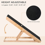 PawHut Pet Ramp Bed Steps for Dogs Cats Foldable Height Adjustable with Non-slip Carpet Pine Wood 35.5"L x 16"W x 24"H Black