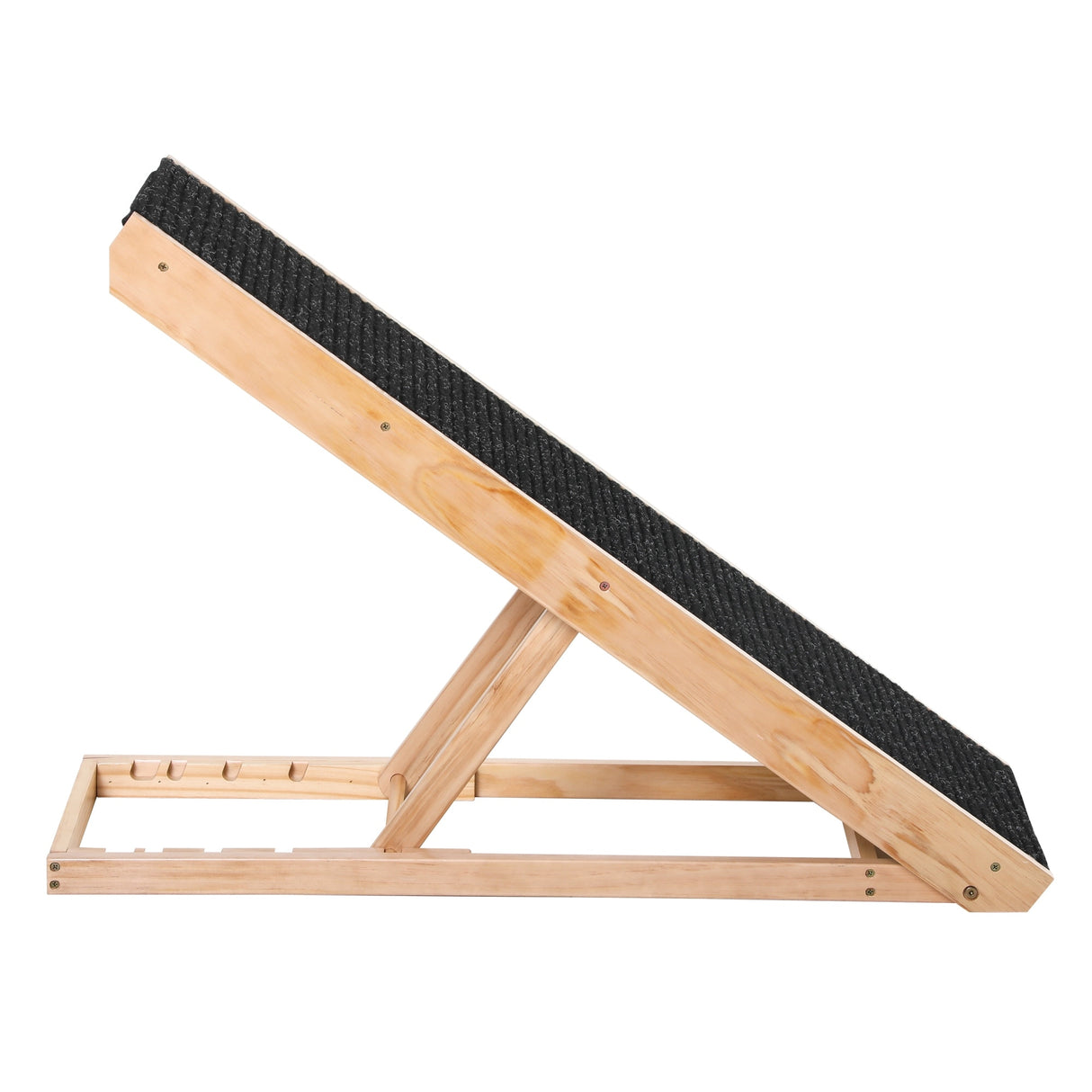 PawHut Pet Ramp Bed Steps for Dogs Cats Foldable Height Adjustable with Non-slip Carpet Pine Wood 35.5"L x 16"W x 24"H Black