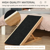PawHut Pet Ramp Bed Steps for Dogs Cats Foldable Height Adjustable with Non-slip Carpet Pine Wood 35.5"L x 16"W x 24"H Black