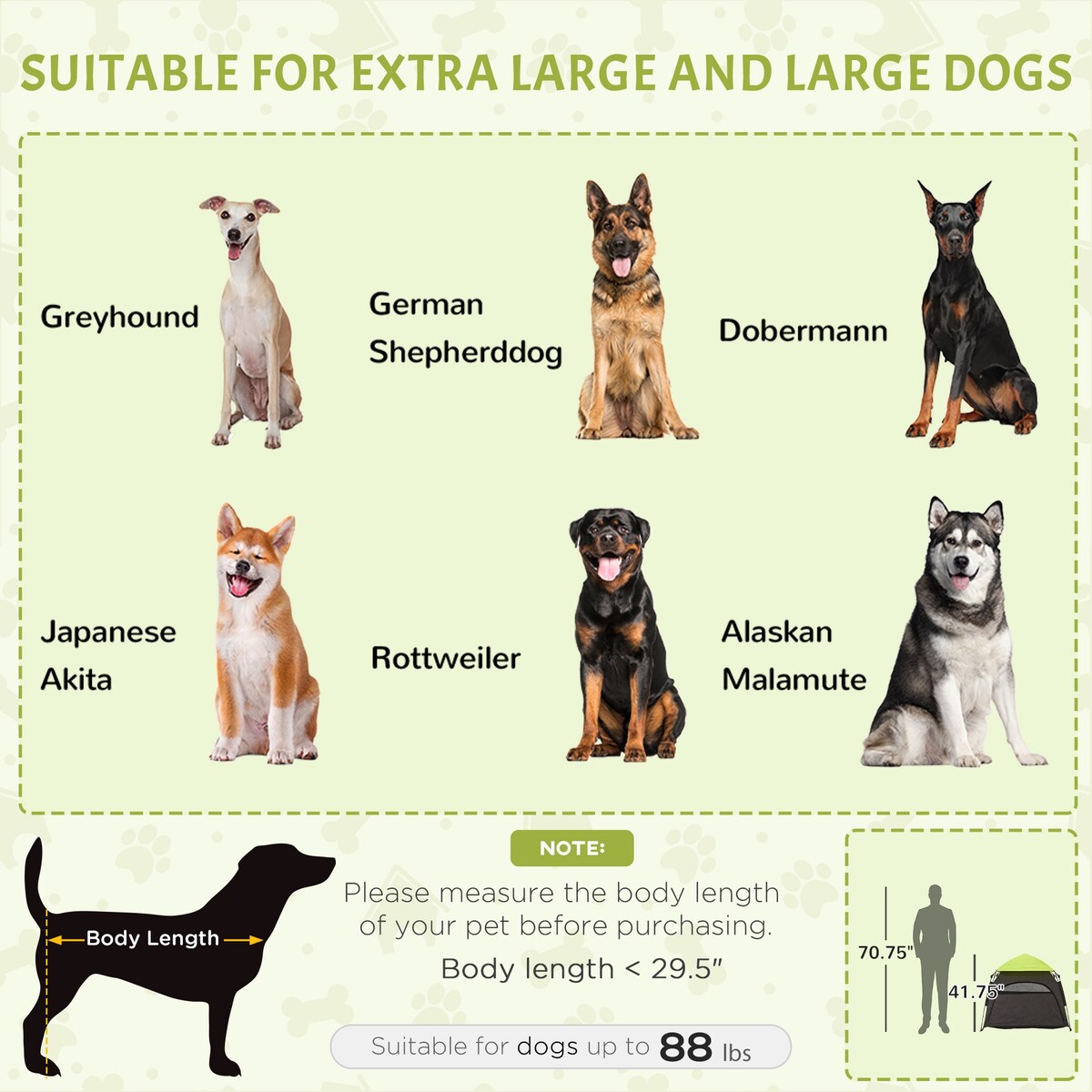 PawHut Pop Up Dog Tent for Extra Large and Large Dogs, Portable Pet Camping Tent with Carrying Bag for Beach, Backyard, Home