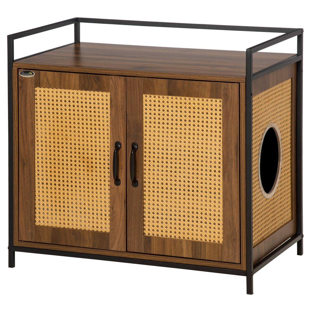 PawHut Shelved Hidden Litter Box Enclosure with Spacious Top and Interior, Large Cat Litter House End Table for Indoor Cats