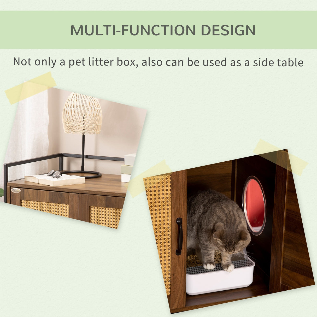 PawHut Shelved Hidden Litter Box Enclosure with Spacious Top and Interior, Large Cat Litter House End Table for Indoor Cats