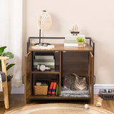 PawHut Shelved Hidden Litter Box Enclosure with Spacious Top and Interior, Large Cat Litter House End Table for Indoor Cats