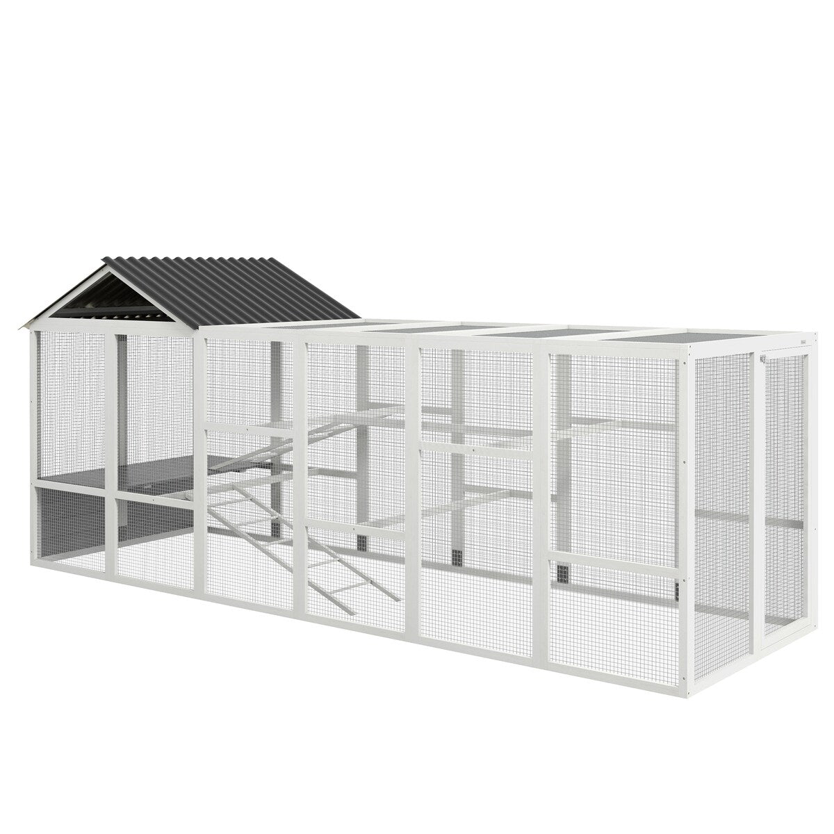 PawHut Wooden Chicken Coop Run for 6 - 10 Chickens, Hen House Add-On with Storage, Perches, 141.75" x 48" x 61"