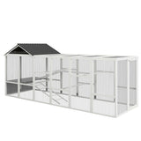PawHut Wooden Chicken Coop Run for 6 - 10 Chickens, Hen House Add-On with Storage, Perches, 141.75" x 48" x 61"