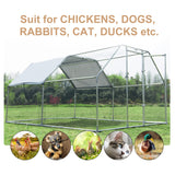 PawHut Galvanized Metal Chicken Coop Cage with Cover, Walk-In Pen Run 9' W x 12' D x 6.5' H - Silver
