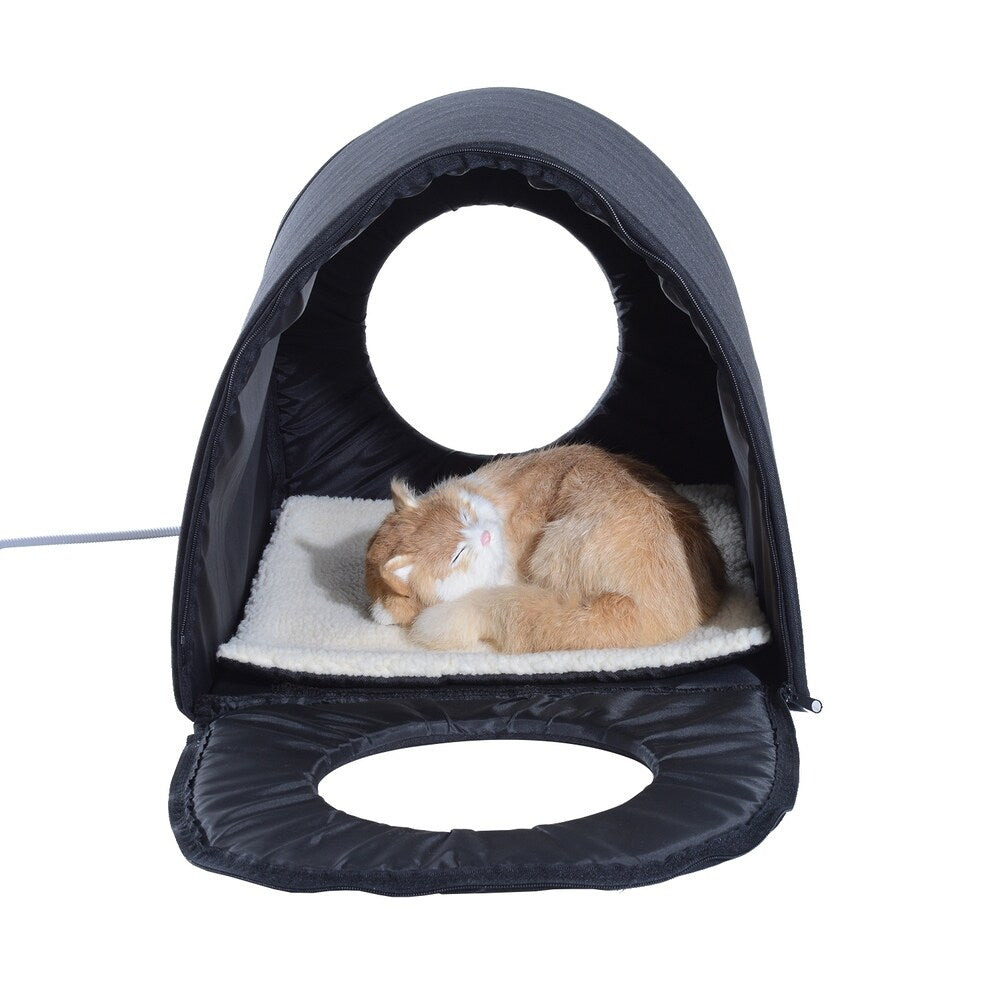 Pawhut Heated Outdoor Cat House - Black