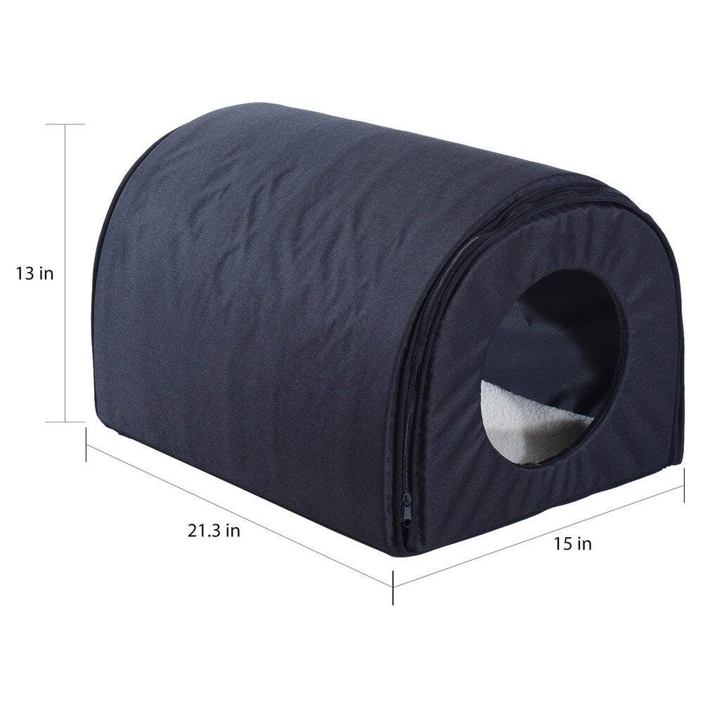 Pawhut Heated Outdoor Cat House - Black