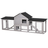 PawHut 83" Wooden Rabbit Hutch Large Bunny Hutch House with Double Run, Removable Tray and Waterproof Roof for Outdoor