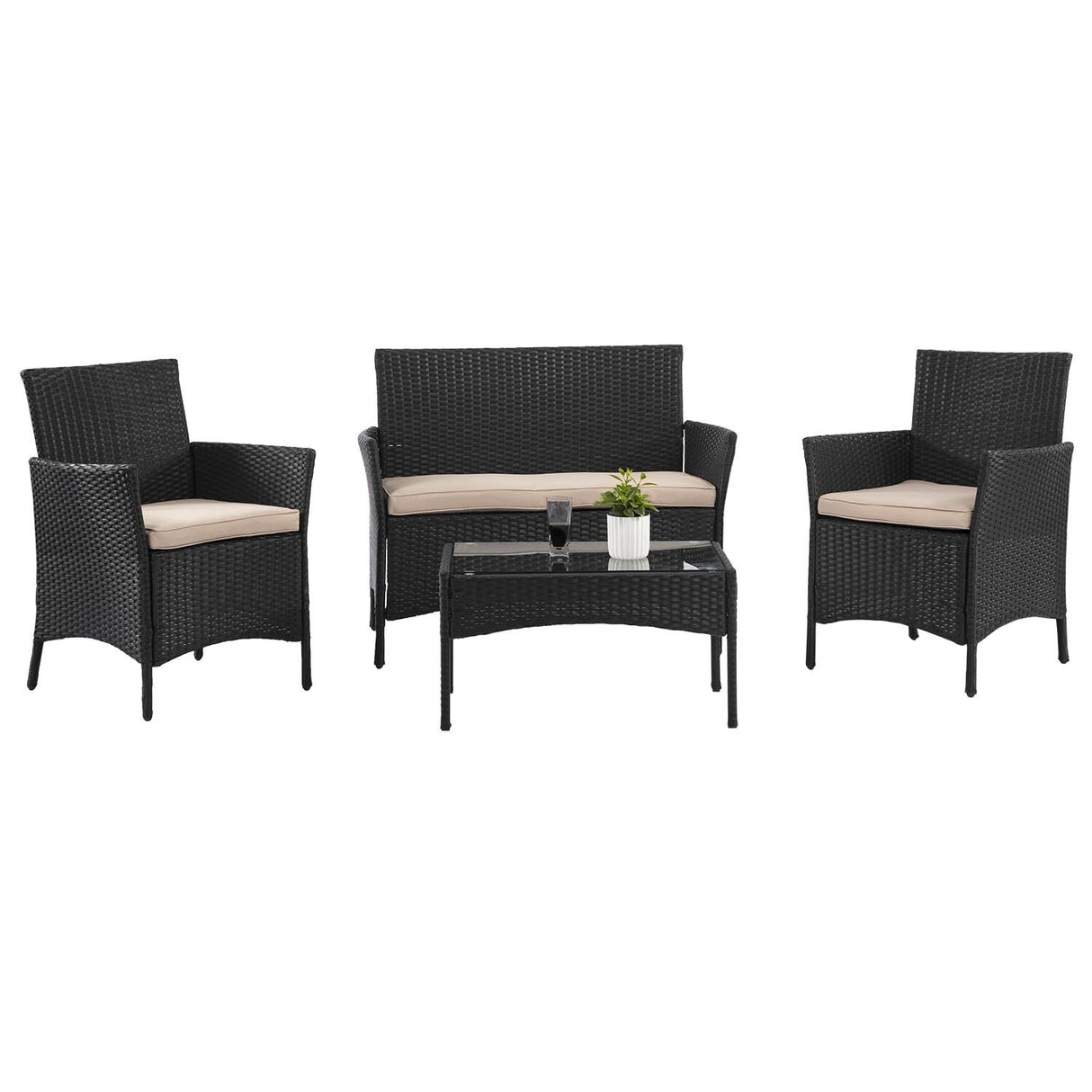 Pax Modern 4-Piece Rattan Outdoor Conversation Seating Set by Furniture of America