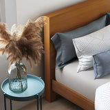 GALANO Layton Amber Walnut Wood Frame Queen Platform Platform Bed with Headboard