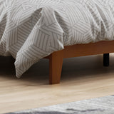 GALANO Layton Amber Walnut Wood Frame Queen Platform Platform Bed with Headboard