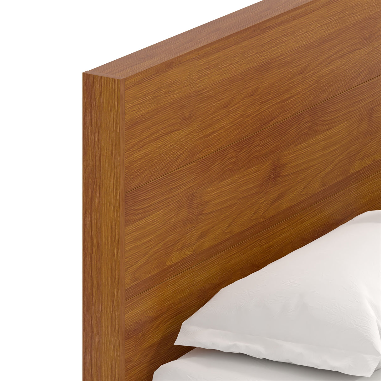 GALANO Layton Amber Walnut Wood Frame Queen Platform Platform Bed with Headboard