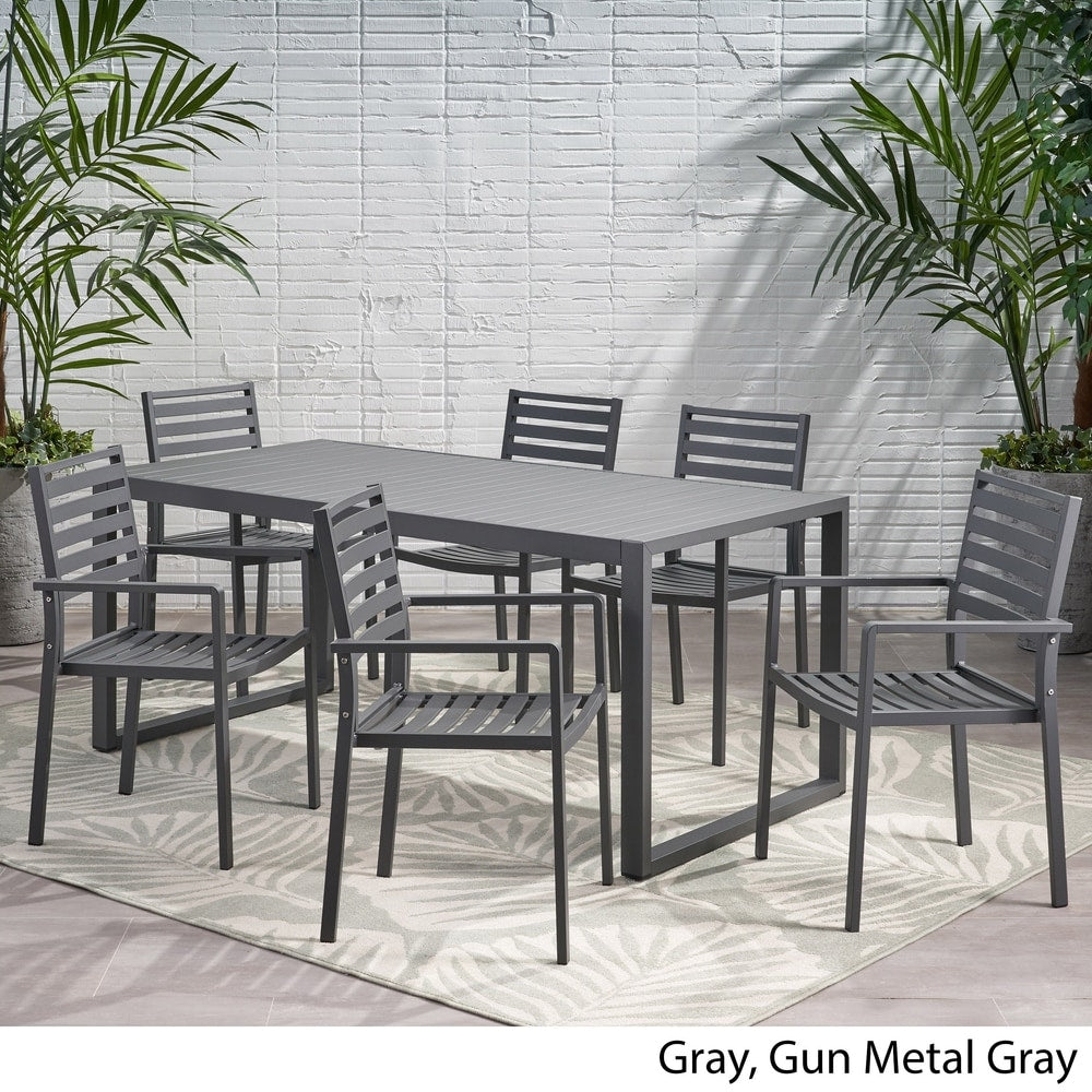 Paz 6 Seater Aluminum Dining Set by Christopher Knight Home