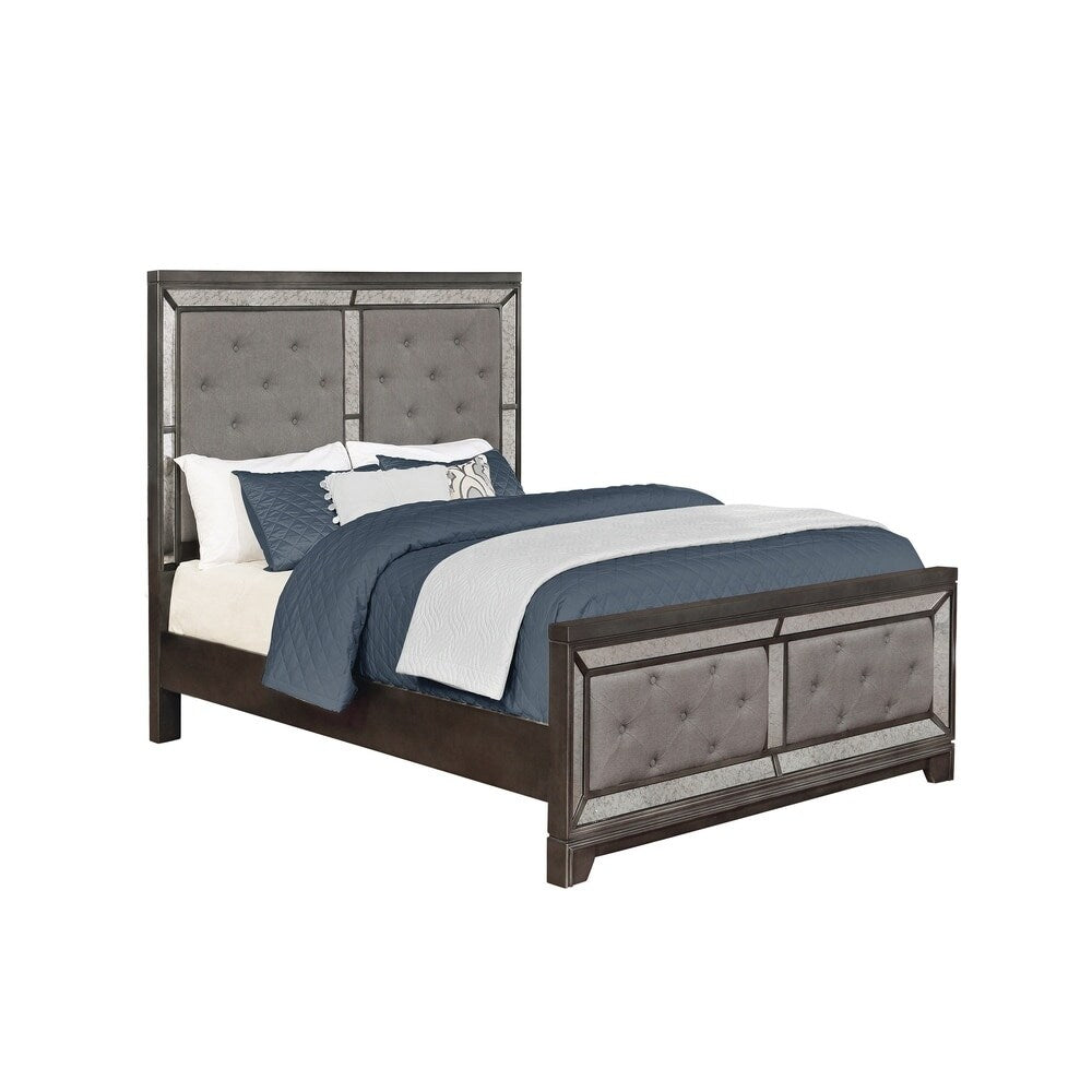 Peabody Caviar and Grey Tufted Upholstered Bed
