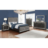Peabody Caviar and Grey Tufted Upholstered Bed