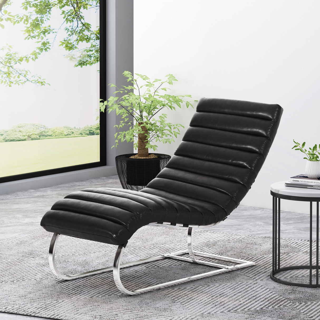 Pearsall Channel Stitch Chaise Lounge by Christopher Knight Home