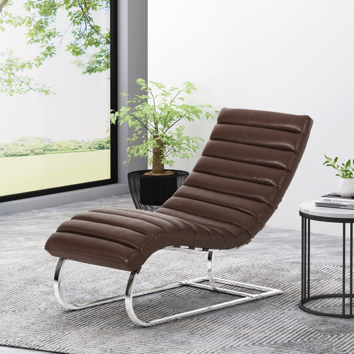 Pearsall Channel Stitch Chaise Lounge by Christopher Knight Home