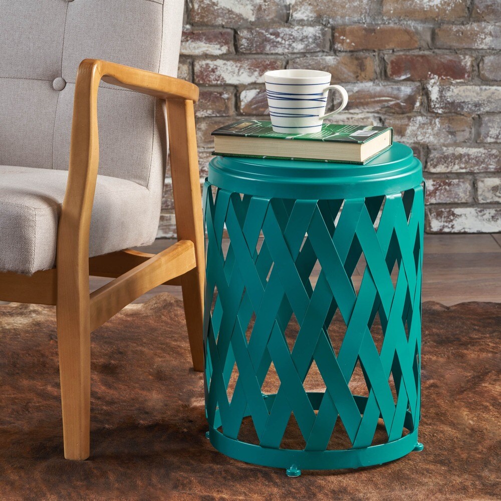 Pecola 12-inch Round Lattice Side Table by Christopher Knight Home - 11.75"L x 11.75"W x 18"H