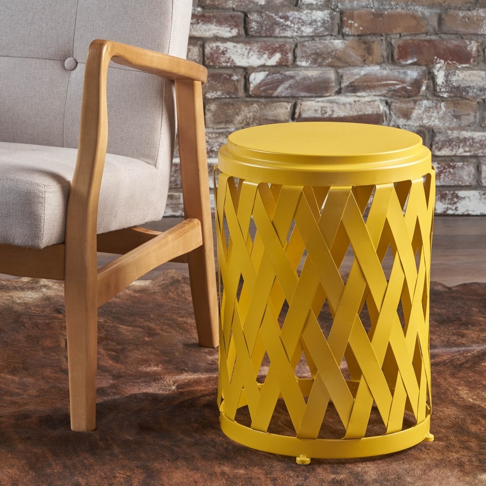 Pecola 12-inch Round Lattice Side Table by Christopher Knight Home - 11.75"L x 11.75"W x 18"H
