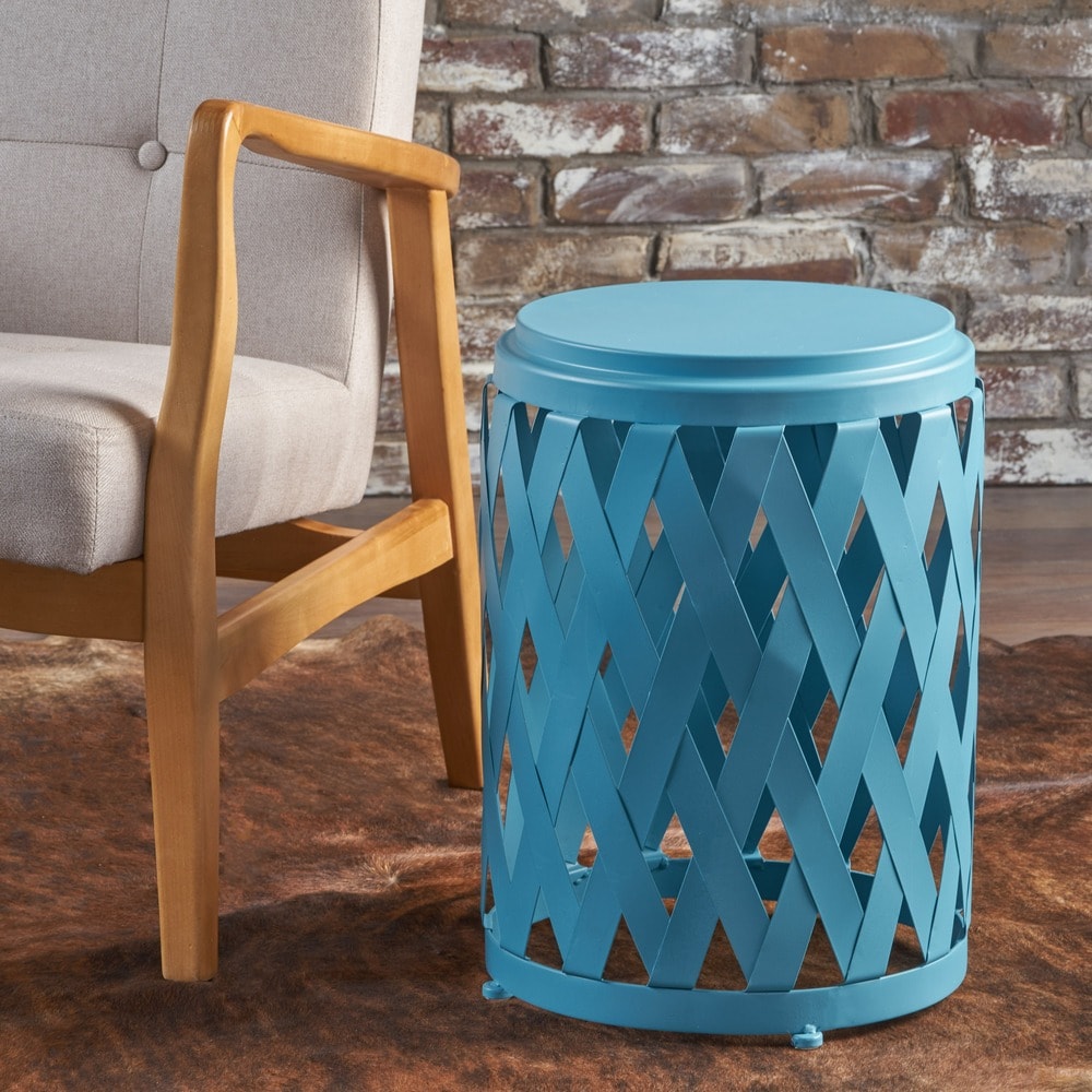 Pecola 12-inch Round Lattice Side Table by Christopher Knight Home - 11.75"L x 11.75"W x 18"H