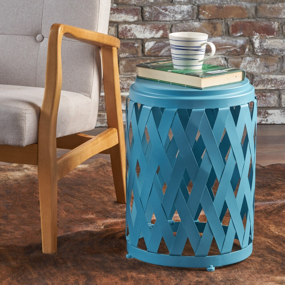 Pecola 12-inch Round Lattice Side Table by Christopher Knight Home - 11.75"L x 11.75"W x 18"H