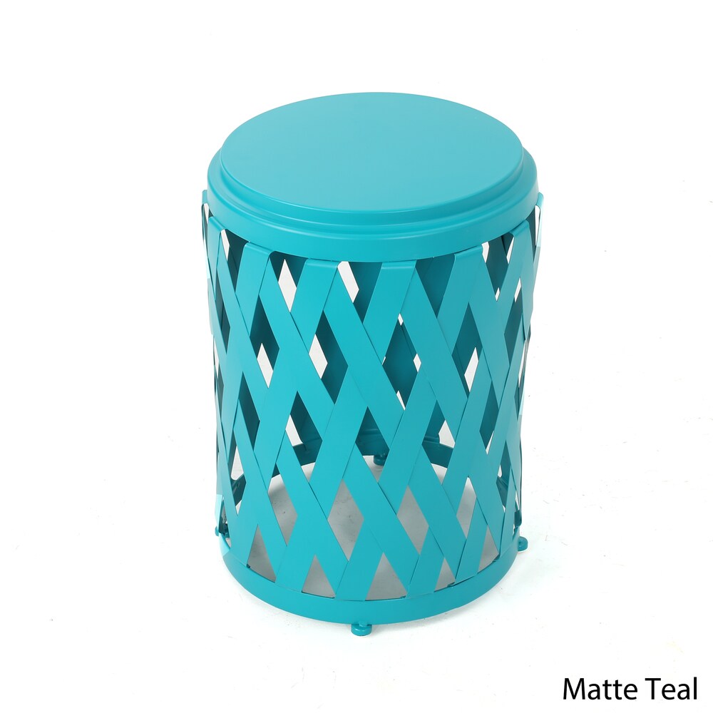 Pecola 12-inch Round Lattice Side Table by Christopher Knight Home - 11.75"L x 11.75"W x 18"H