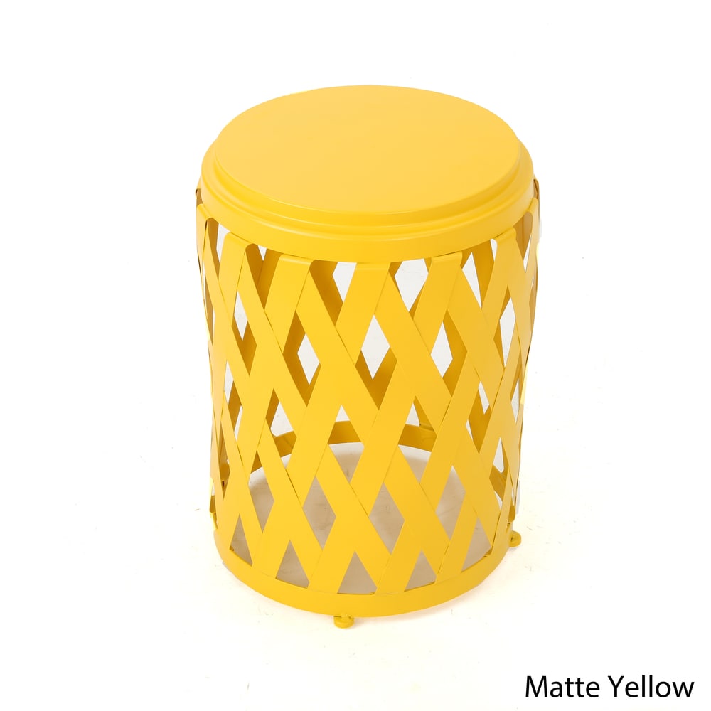 Pecola 12-inch Round Lattice Side Table by Christopher Knight Home - 11.75"L x 11.75"W x 18"H