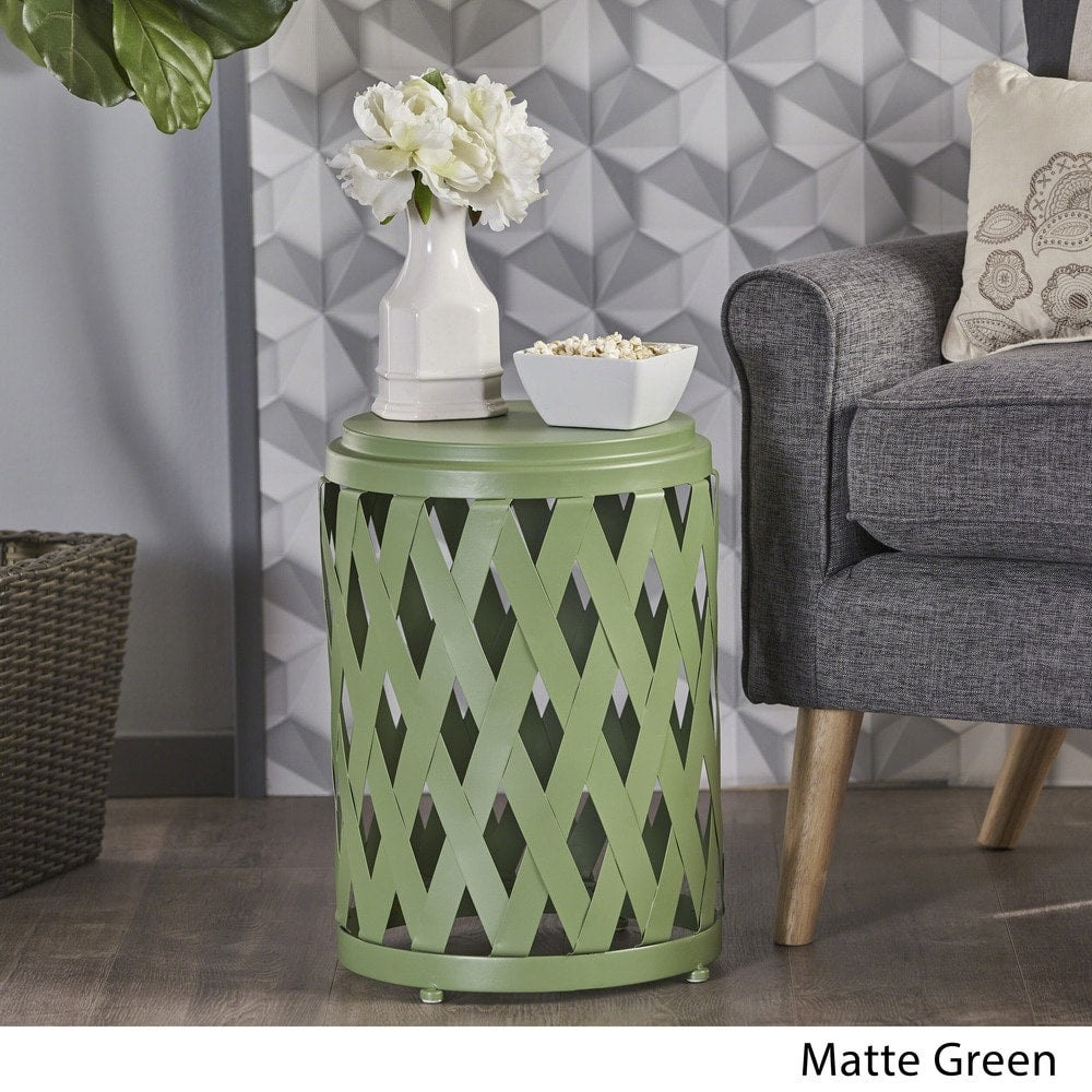Pecola 12-inch Round Lattice Side Table by Christopher Knight Home - 11.75"L x 11.75"W x 18"H