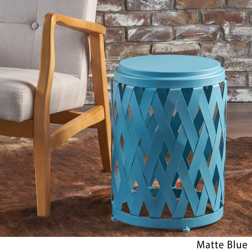 Pecola 12-inch Round Lattice Side Table by Christopher Knight Home - 11.75"L x 11.75"W x 18"H