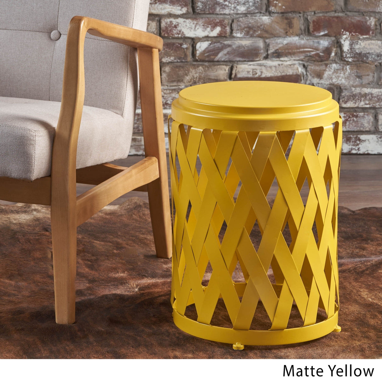 Pecola 12-inch Round Lattice Side Table by Christopher Knight Home - 11.75"L x 11.75"W x 18"H