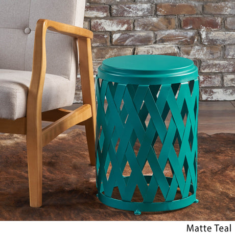 Pecola 12-inch Round Lattice Side Table by Christopher Knight Home - 11.75"L x 11.75"W x 18"H