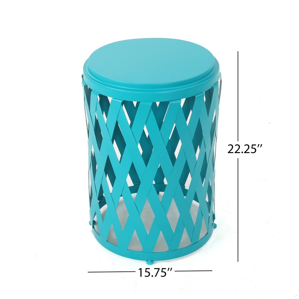 Pecola 14-inch Round Lattice Side Table by Christopher Knight Home - 14.25"L x 14.25"W x 22"H