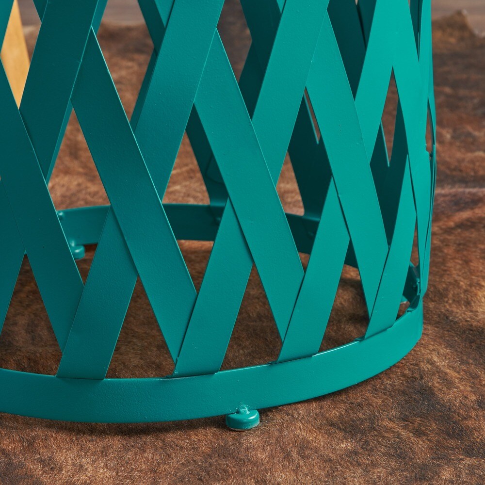 Pecola 14-inch Round Lattice Side Table by Christopher Knight Home - 14.25"L x 14.25"W x 22"H