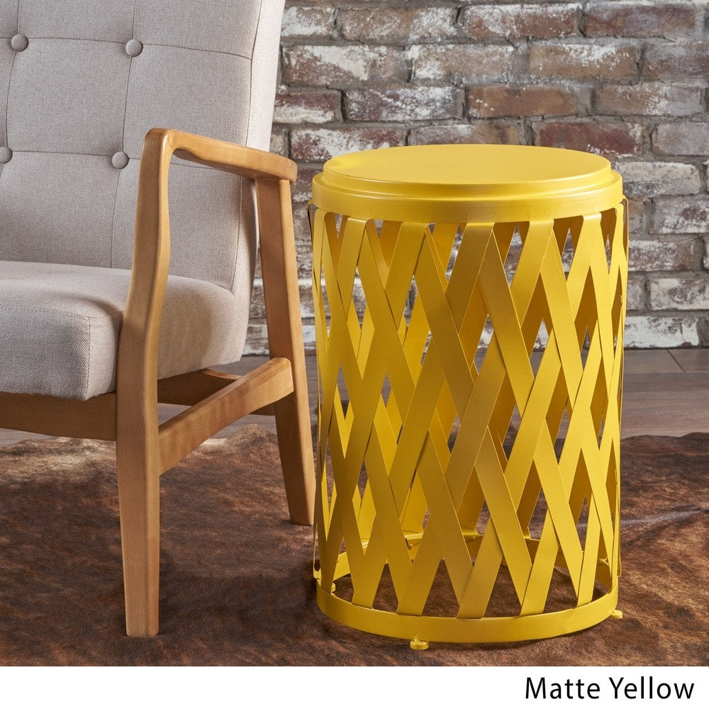 Pecola 14-inch Round Lattice Side Table by Christopher Knight Home - 14.25"L x 14.25"W x 22"H