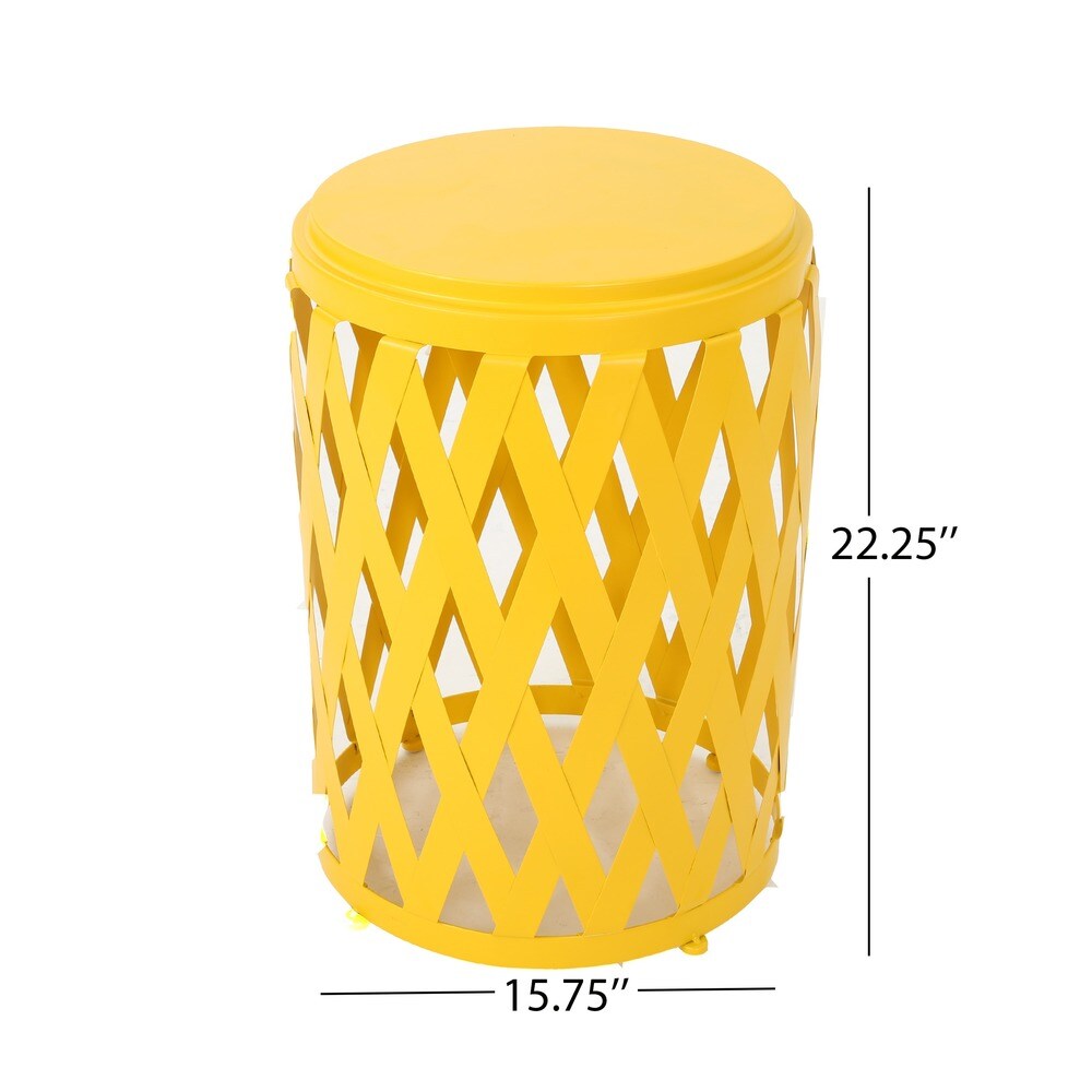 Pecola 14-inch Round Lattice Side Table by Christopher Knight Home - 14.25"L x 14.25"W x 22"H